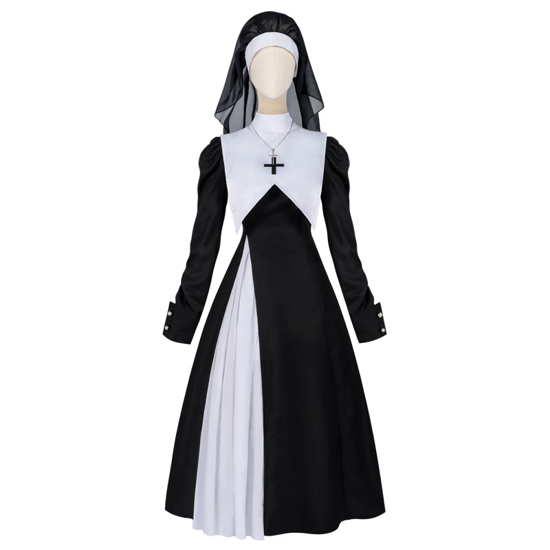 Anime Cosplay Nun - Robe plissée pour femmes européennes et
