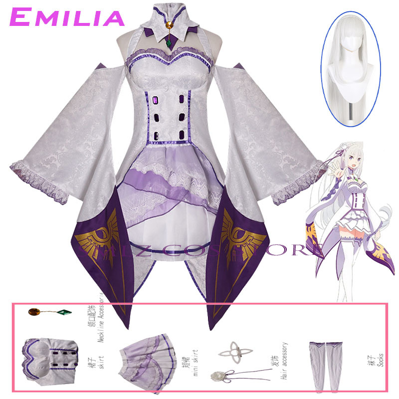 Costume de cosplay Emilia Anim - Anime Cosplay Dress For Women avis et prix